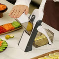 Mandoline Spring Slicer Vegetable and Fruits Cutter Meal Prep & More then 40 Thickness Adjuster 5 in 1 - Pump Brava Slicer and Dicer - Multifunctional High Quality ABS Vegetable & Fruit Slicer - Precision Slicing Made Effortless